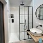 1200mm Black Grid Framework Wet Room Shower Screen - Nova