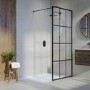 GRADE A1 - 1400mm Black Grid Framework Wet Room Shower Screen - Nova