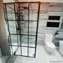 GRADE A1 - 1400mm Black Grid Framework Wet Room Shower Screen - Nova