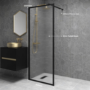 800mm Black Fluted Glass Wet Room Shower Screen - Volan