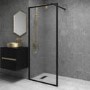 900mm Black Fluted Glass Wet Room Shower Screen - Volan