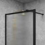 900mm Black Fluted Glass Wet Room Shower Screen - Volan