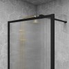 1200mm Black Fluted Glass Wet Room Shower Screen - Volan