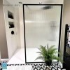 1200mm Black Fluted Glass Wet Room Shower Screen - Volan
