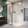 1400mm Black Fluted Glass Wet Room Shower Screen - Volan