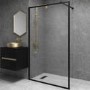 1400mm Black Fluted Glass Wet Room Shower Screen - Volan