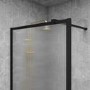 1400mm Black Fluted Glass Wet Room Shower Screen - Volan