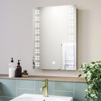 Rectangular Heated Bathroom Mirror with Lights 500 x 700mm - Leo Rectangular Heated Bathroom Mirror with Lights 500 x 700mm - Leo