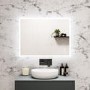 Rectangular Heated Bathroom Mirror with Lights Shaver Socket & Bluetooth Speaker 800 x 600mm - Divine