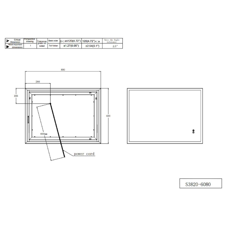 Rectangular Heated Bathroom Mirror with Lights Shaver Socket & Bluetooth Speaker 800 x 600mm - Divine