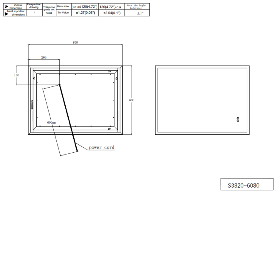 GRADE A1 - Rectangular LED Bathroom Mirror with Bluetooth & Shaver Socket 800 x 600mm - Divine