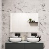 GRADE A1 - Rectangular LED Bathroom Mirror with Bluetooth &amp; Shaver Socket 1000 x 700mm - Divine