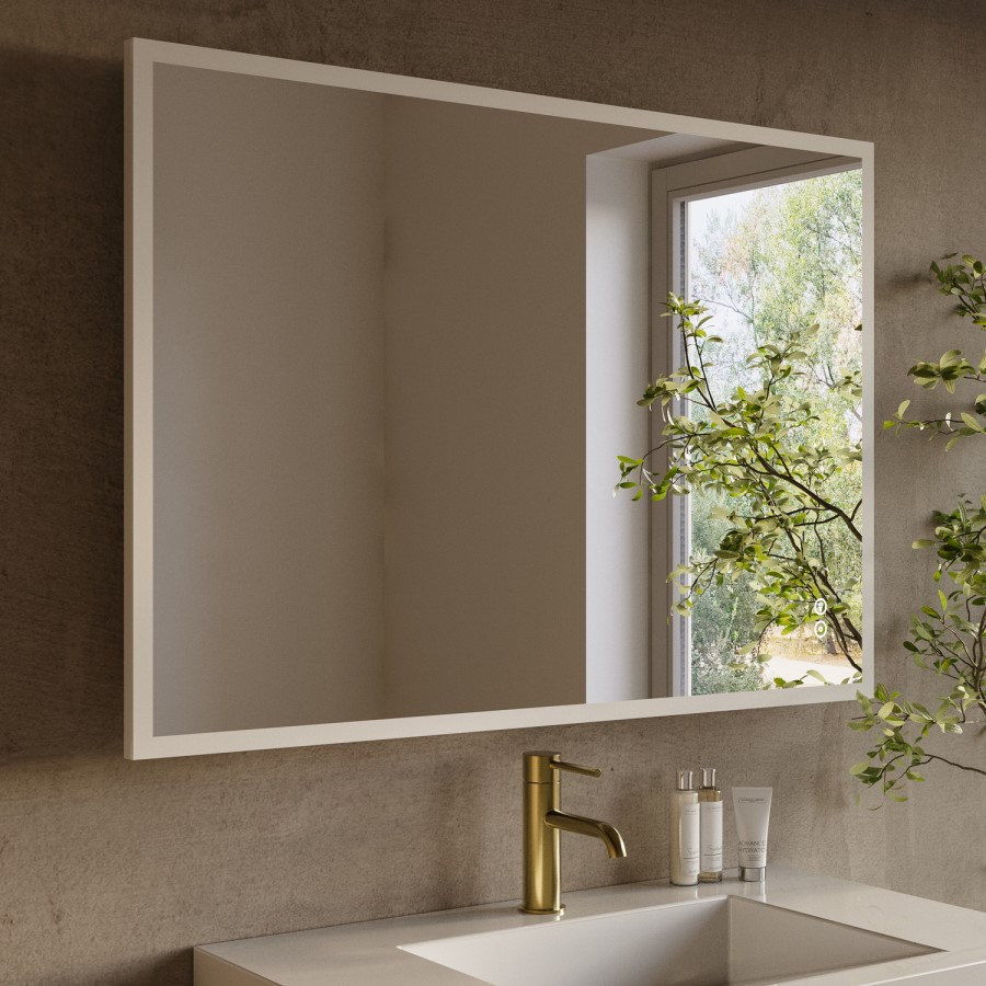 Rectangular LED Bathroom Mirror with Bluetooth & Shaver Socket 1000 x 700mm - Divine