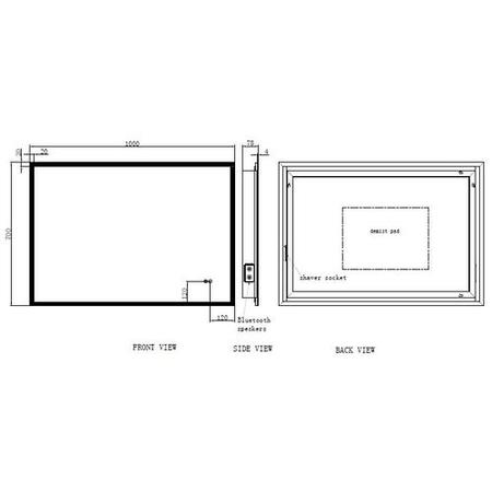 GRADE A1 - Divine Illuminated Touch Sensor Mirror with Bluetooth 1000 x 700mm