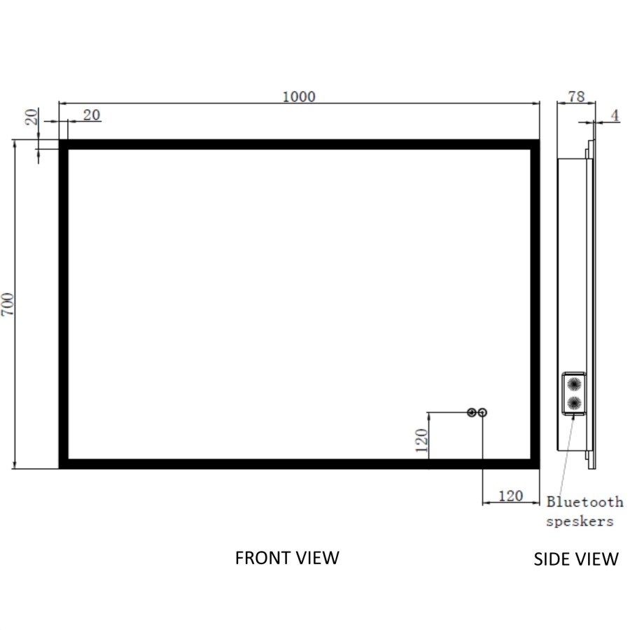 GRADE A2 - Divine Illuminated LED Bathroom Mirror with Demister Bluetooth & Shaver Socket - 1000 x 700mm