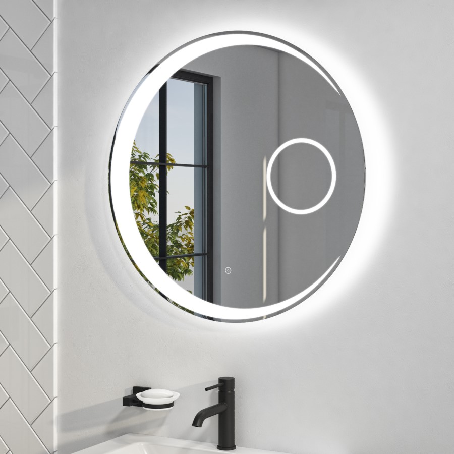 GRADE A1 - Round LED Bathroom Mirror with Demister 700mm - Aries