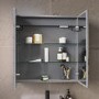GRADE A2 - Double Door Chrome Mirrored Bathroom Cabinet with Lights 800 x 700mm - Capricorn