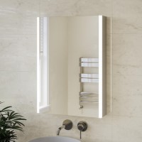 GRADE A1 - Chrome Mirrored Bathroom Cabinet with Lights and Shaver Socket 500 x 700mm - Mizar
