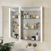 Single Door Chrome Mirrored Bathroom Cabinet with Lights and Shaver Socket 500 x 700mm - Mizar
