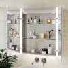 Double Door Chrome Mirrored Bathroom Cabinet with Lights and Shaver Socket 600 x 700mm - Mizar