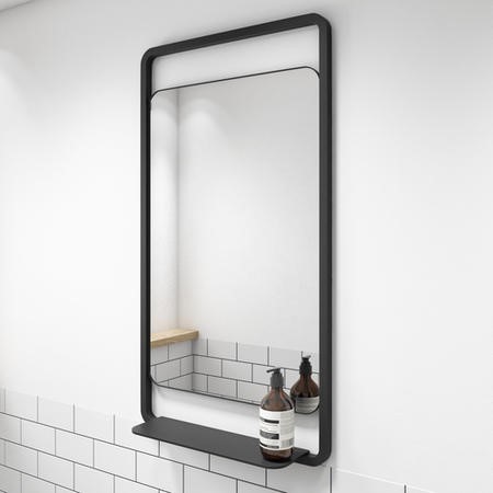 Black Bathroom Mirror With Shelf 500, Large White Bathroom Mirror With Shelf
