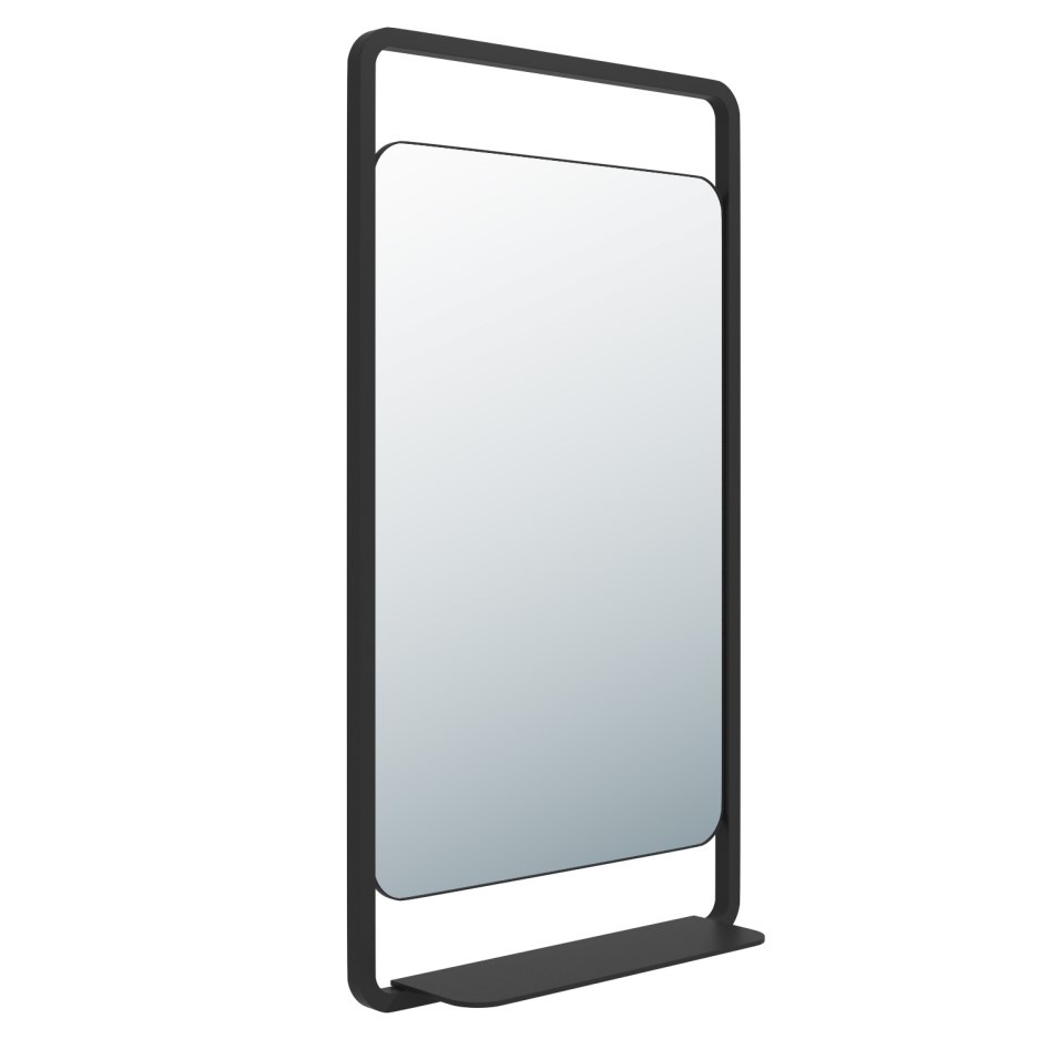 Nero Matt Black Bathroom Mirror with Shelf 500 x 900mm Better Bathrooms