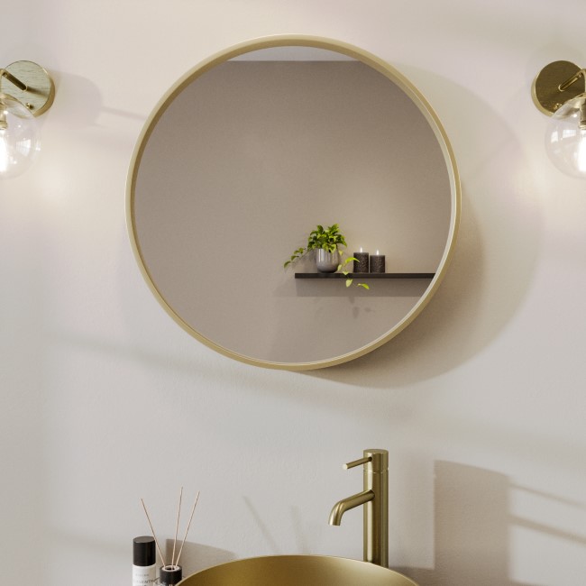 Round Gold Bathroom Mirror 600mm - Alcor