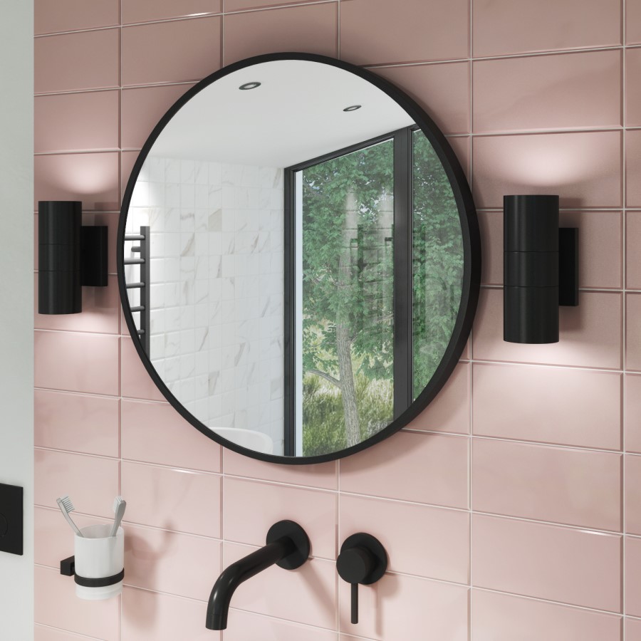 GRADE A2 - 600 x 600mm Black Frame Round Mirror - Alcor