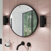 GRADE A2 - 600 x 600mm Black Frame Round Mirror - Alcor