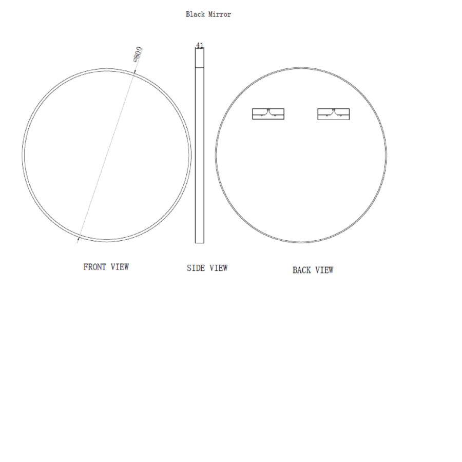 GRADE A1 - Round Black Bathroom Mirror 800mm - Alcor