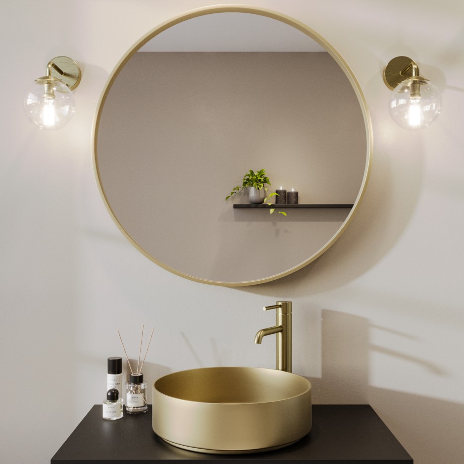 Alcor Brushed Gold Bathroom Mirror - 800 x 800mm - Better Bathrooms