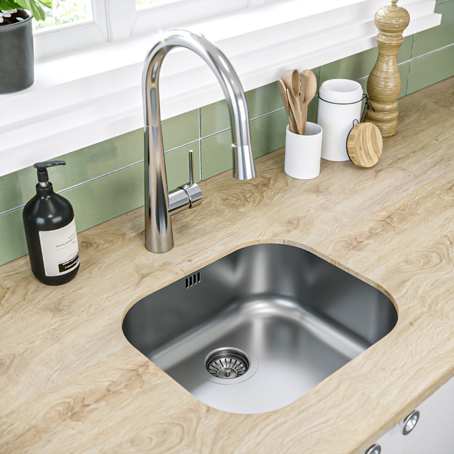 Single Bowl Undermount Chrome Stainless Steel Kitchen Sink - Essence Ava