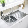 Single Bowl Inset Chrome Stainless Steel Kitchen Sink with Reversible Drainer - Essence Ava