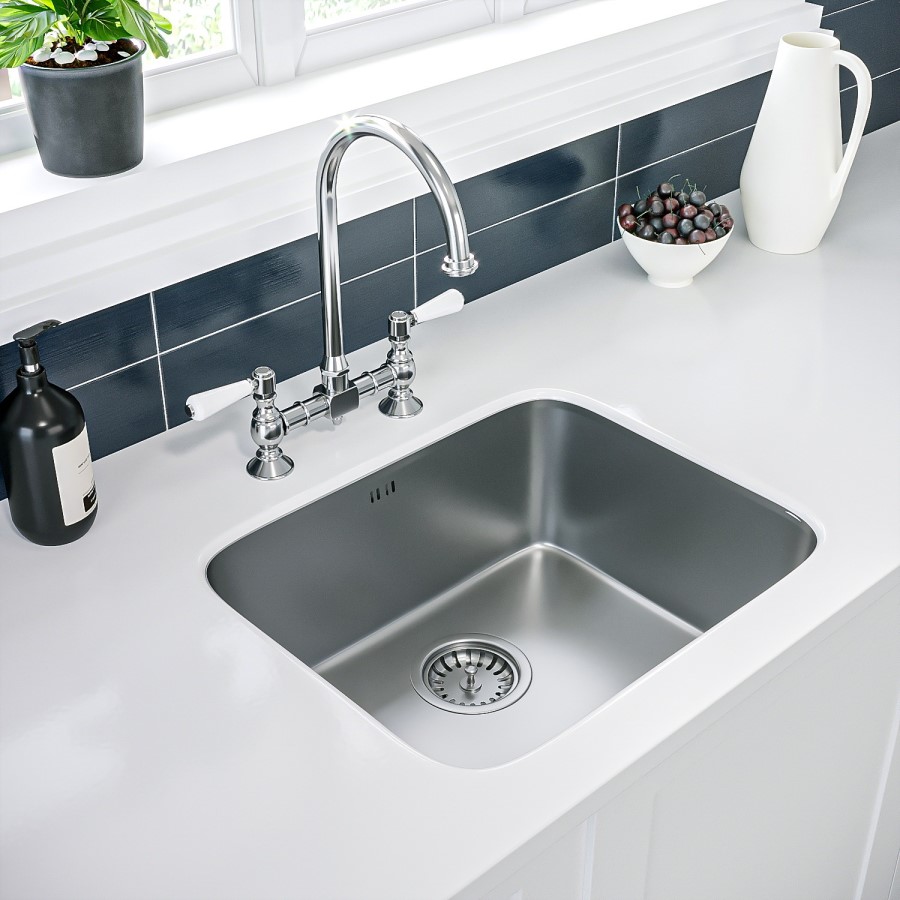 ONLY OPENED - Single Bowl Undermount Chrome Stainless Steel Kitchen Sink - Enza Isabella