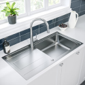 BeBa_26185 Single Bowl Inset Chrome Stainless Steel Kitchen Sink with Reversible Drainer - Enza Isabella