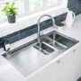 GRADE A2 - 1.5 Bowl Chrome Stainless Steel Kitchen Sink with Reversible Drainer - Enza Isabella