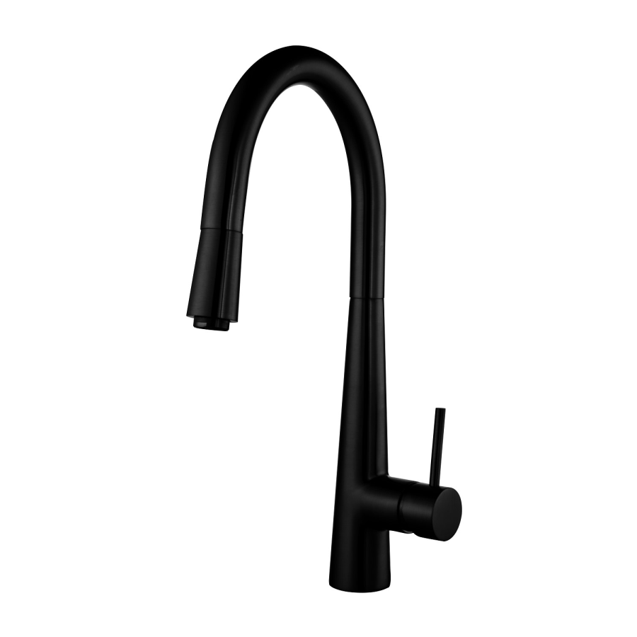 ONLY OPENED - Black Single Lever Pull Out Monobloc Kitchen Sink Mixer Tap - Enza Olney