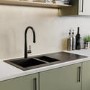 1.5 Bowl Inset Black Composite Kitchen Sink with Reversible Drainer - Essence Amelia