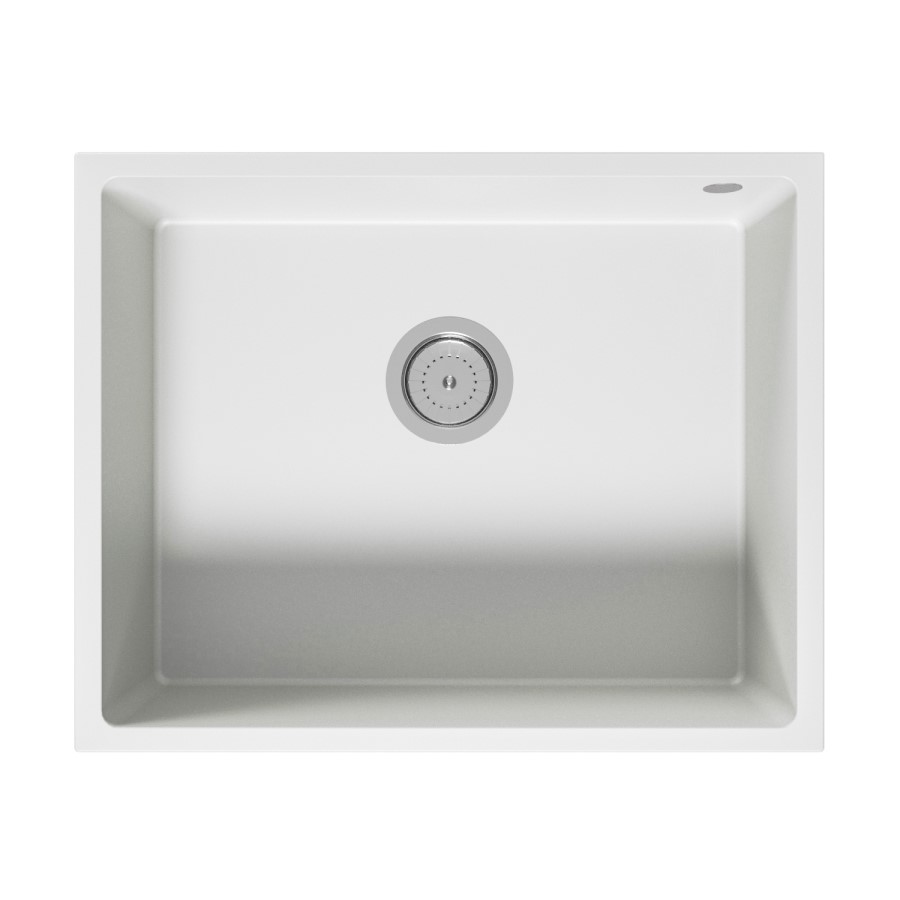 ONLY OPENED - Single Bowl Undermount White Granite Composite Kitchen Sink - Enza Madison