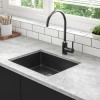 GRADE A1 - Box Opened Enza Madison Single Bowl Undermount Black Granite Composite Kitchen Sink