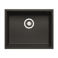 GRADE A1 - Enza Madison Carbon Black Undermount Granite Composite 1 Bowl Kitchen Sink - 500 x 400mm
