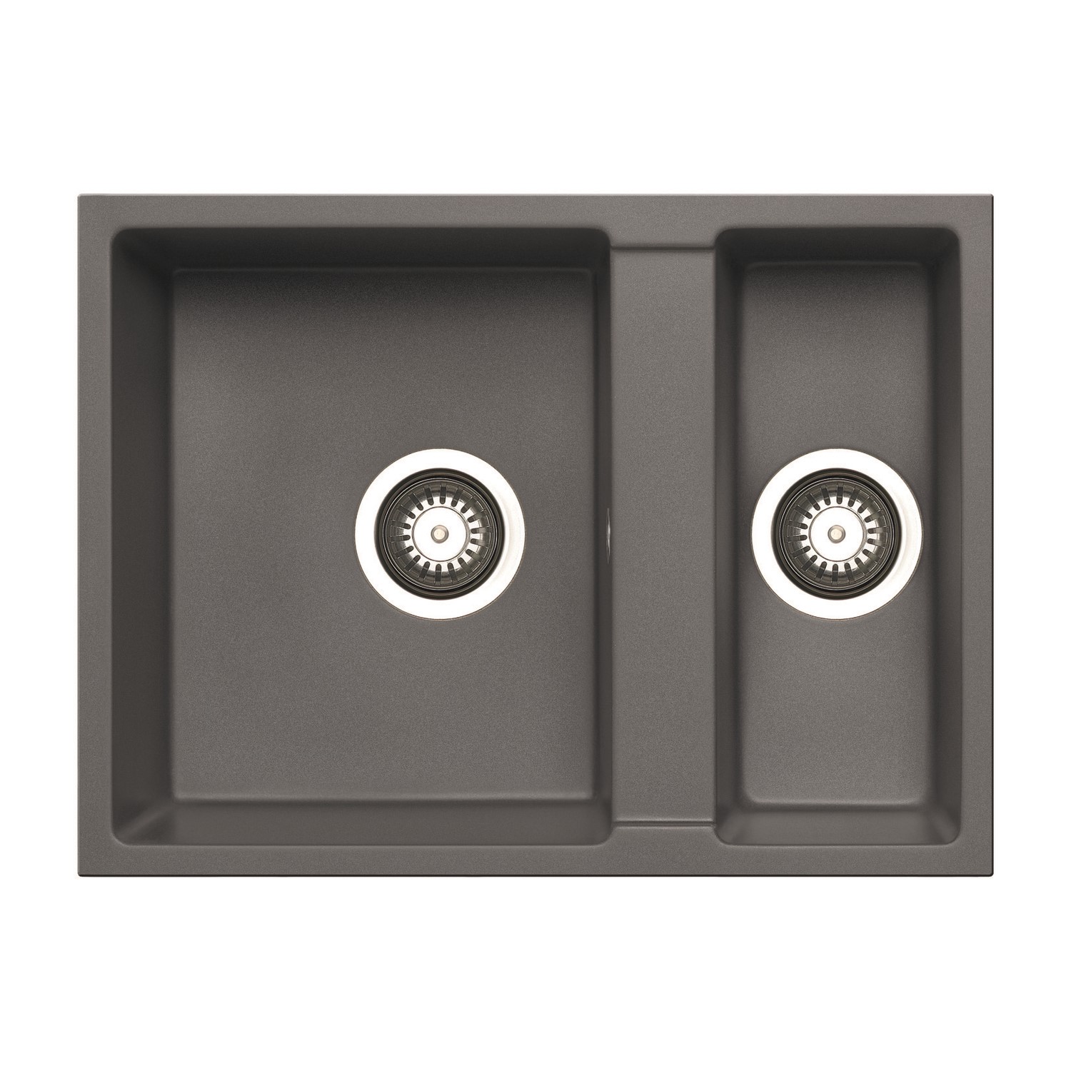 Enza 1.5 Bowl Grey Granite Kitchen Sink & Black Pull Out Kitchen Mixer