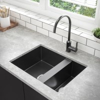 GRADE A1 - Box Opened Enza Madison 1.5 Bowl Undermount Black Granite Composite Kitchen Sink Reversible Sink Reversible