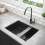 GRADE A1 - Box Opened Enza Madison 1.5 Bowl Undermount Black Granite Composite Kitchen Sink Reversible Sink Reversible