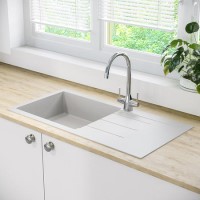 Single Bowl Inset White Granite Composite Kitchen Sink - Enza Madison Single Bowl Inset White Granite Composite Kitchen Sink - Enza Madison