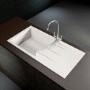 GRADE A1 - Single Bowl Inset White Granite Composite Kitchen Sink - Enza Madison