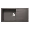 GRADE A1 - Box Opened Enza Madison Single Bowl Grey Composite Granite Kitchen Sink with Reversible Drainer