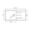 GRADE A1 - Box Opened Enza Madison Single Bowl Grey Composite Granite Kitchen Sink with Reversible Drainer