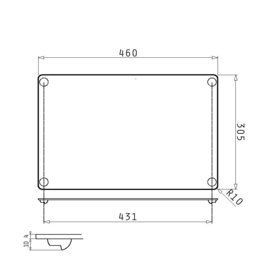 Grey Glass Chopping Board 460 x 305