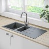 Refurbished Madison Iron Grey 1.5 Inset Granite Composite Kitchen Sink 1000 x 500
